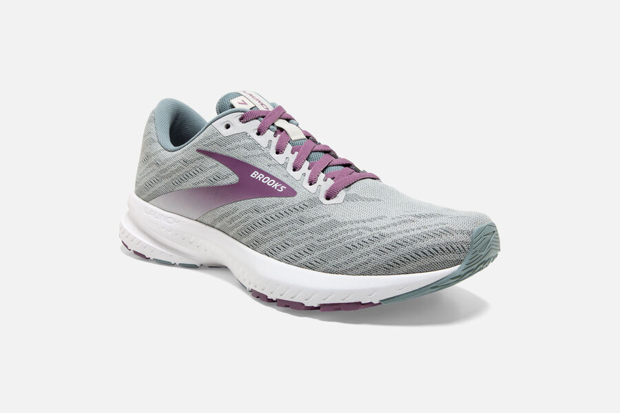 Brooks Running Shoes - Launch 7 Road Womens - Grey/Purple - SAJ-371864